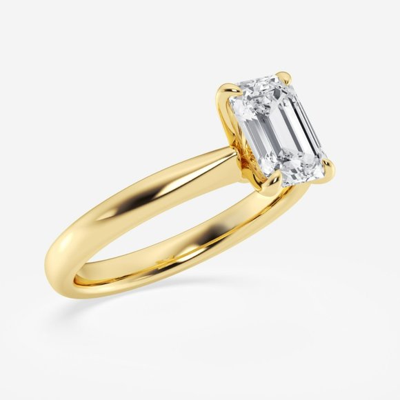 1 1/2 ctw Emerald Lab Grown Diamond Petite Solitaire Engagement Ring - Picture 4 of 6